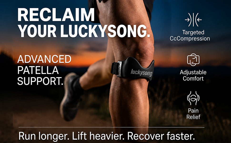 luckysong Precision Knee Strap, 2026 Upgraded Patellar Tendon Support with Silicone Lock-Point Pad, Adjustable Non-Slip Breathable Knee Brace for Running, Cycling & Fitness, One Size (1pcs)