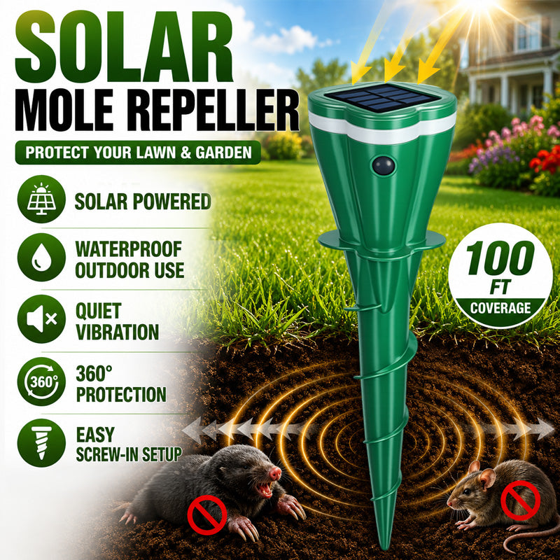 🔥Hot Sale 75% OFF - Solar Powered Waterproof Screw Mole Repellent
