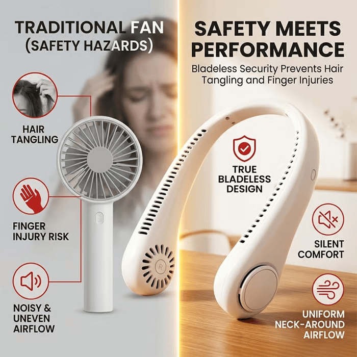🔥HOT SALE 49% OFF🌬️❄️360° Portable Bladeless Neck Fan🍃✨